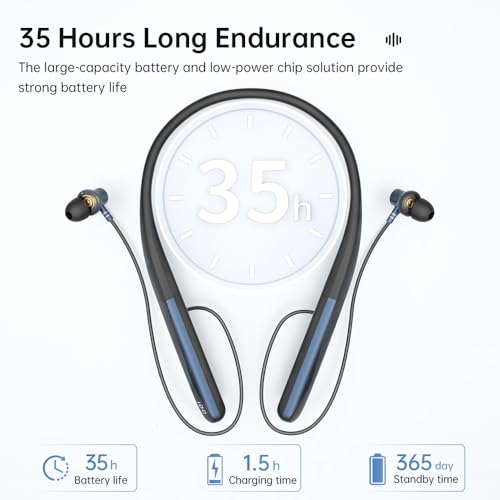 Image of YUEPOOL Neckband Bluetooth Headphones with Voice Return Microphone,6.0 Bluetooth 35 Hours Playtime, IPX5 Waterproof Wireless Noise Cancelling Earbuds for Sports (A18)