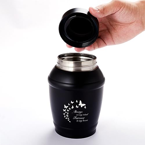 Image of Black Butterfly Medium Cremation Urn for Human Ashes Female /Male | Decorative Burial Urns for Women & Men,Metal Urns for Ashes