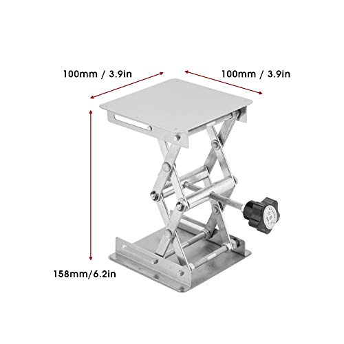 Edelstahl-Laborhebebühne, Laborscherenhebebühne Höhe 45 mm-158 mm 100 x 100 mm Plattform stabil und langlebig