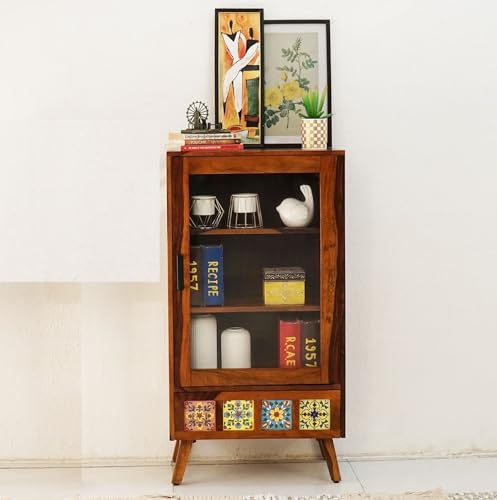 Image of Sheesham Wood Bookcase | Solid Wood Book Shelf for Home Library | Wooden Book Cabinet for Home & Office Living Room (Large, BBslf-Honey3)
