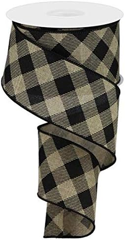 斜め格子縞チェックワイヤーエッジリボン - 10ヤード 2.5" RGA127101