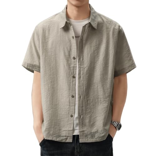 Chemise manche courte homme vintage style américain léger et frais pour l'été