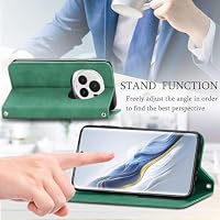 MOJIA Hülle für Honor Magic 6 Pro / Magic6 Pro, PU Folio Leder Brieftaschen Schutzhülle [Magnetverschluss], Handyhülle mit TPU Innenschale, Kartenhalter Ständerhülle. Grün – Ansicht 5