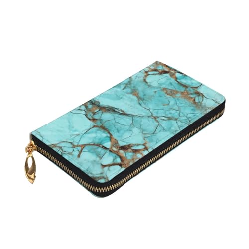 Turquoise Marble Wallet for Men Women Long Purse Leather Clutch Large Business Handbag Travel Phone Holder Credit Card Holder Money Case with Zipper Leather Wallets Gift3