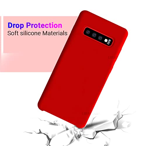 Image of LIRAMARK Liquid Silicone Soft Back Cover Case for Samsung Galaxy S10 Plus / S10+ (Red)
