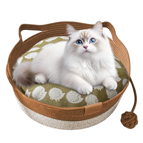 Panier pour chat en corde tissée Feng Shui | Nid douillet et lavable pour intérieur et bureau
