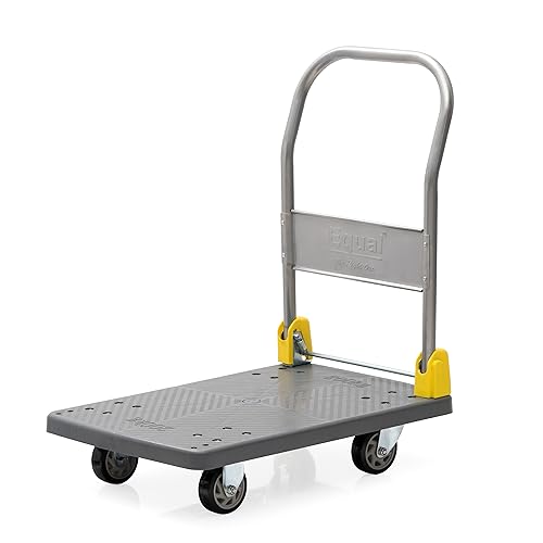 Image of Equal 200kg Portable Foldable Platform Trolley - Heavy-Duty PP Frame - 360 Degree Rotating High-Density PU Wheels - 1-Year Warranty - Home, Warehouse and Industrial Use (72cm x 48cm)