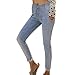 Produktbild Damen Knöchel Jeans, LeeMon Cropped Jeans Skinny Blau weiß Slim fit Leggings Casual Denim Long Trousers Frau Lose Hosen Mädchen Student Sommerhose