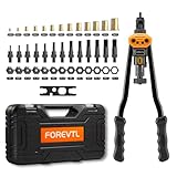 FOREVTL Rivet Nut Tool - 16'' Rivet Nut Tool Rivet Nut Kit with 13PCS Metric and SAE Mandrels, Nut Rivet Tool Kit with 150PCS Assorted Rivet Nuts,Threaded Insert Hand Riveter with Rugged Carrying Case