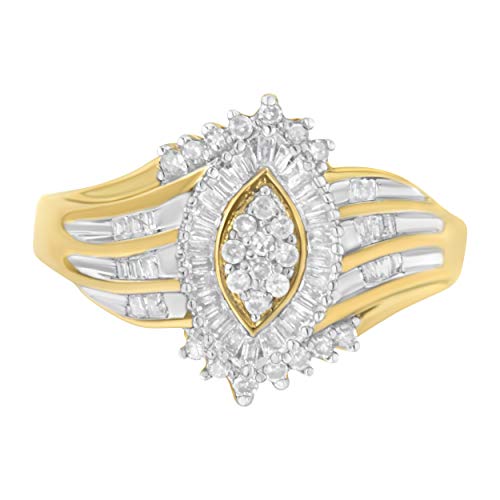 10KT Two-Tone Gold 1/2 cttw Diamond Cocktail Ring (I-J, SI1-SI2) - Size 7