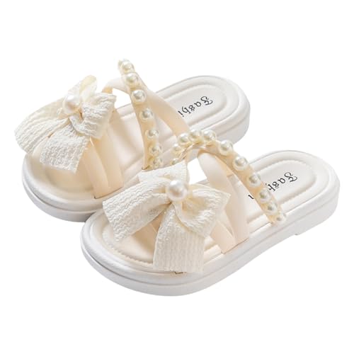 Girls Pearls Slippers Kids Toddler Bowknot Criss Cross Straps Slip On Slide Sandal Non-Slip Summer Casual Beach Flats2