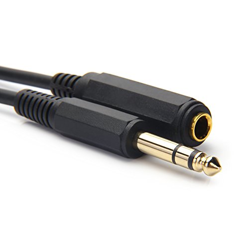 Disino 1/4 Inch Male To Female Stereo Extension Cable Gold Plated Quarter Inch Headphone Extension Cable Cord- 6Ft/1.8 Meters #TOP2