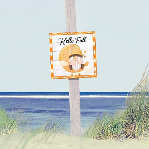 Plaque murale rétro bois Hello Fall déco salon 30cm - 5
