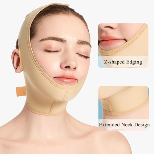Raffermissement du menton post liposuccion avec bandage cou femme