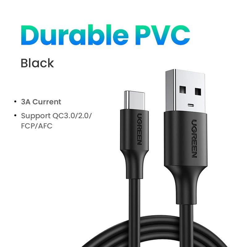 Ugreen USB-A & USB-C Şarj ve Data Kablosu, 2 Metre, Siyah