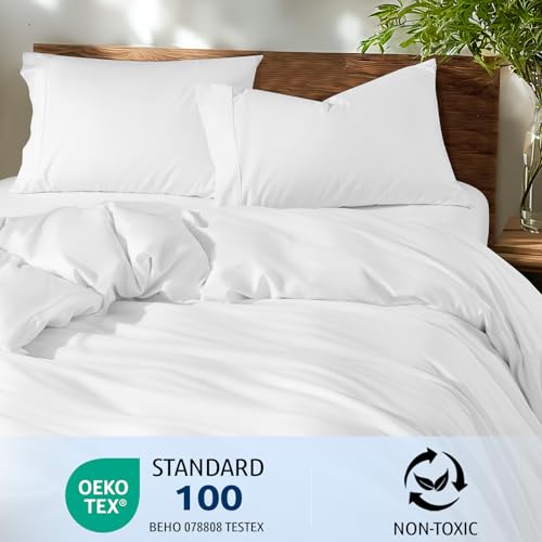 Shilucheng 100% Cotton Queen Size Duvet Covers - 600 Thread Count, Luxury Sateen Weave Egyptian Cotton Comforter Cover with Zipper Closure & Corner Ties,Hotel Bedding Duvet Covers 3 Piece (White)