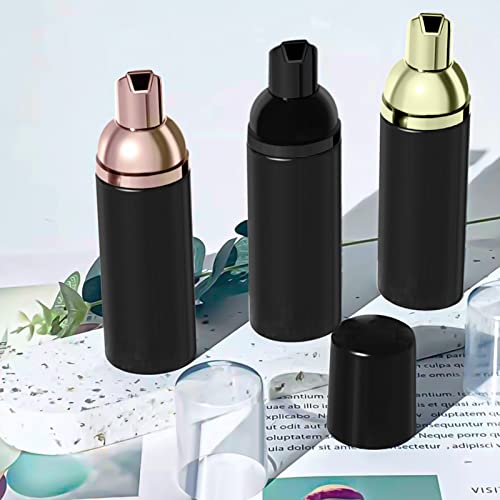 Image of Lil Ray 2 Oz Empty Colored Foam Pump Bottle, Travel Foamer Soap Dispenser for Lash Shampoo, Hand Soap, Foaming Cleaner, Black&gold 3, 12 PCS