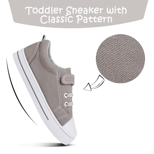 K KomForme Toddler Shoes Boys Girls Canvas Sneakers, Size 7 Toddler, Grey