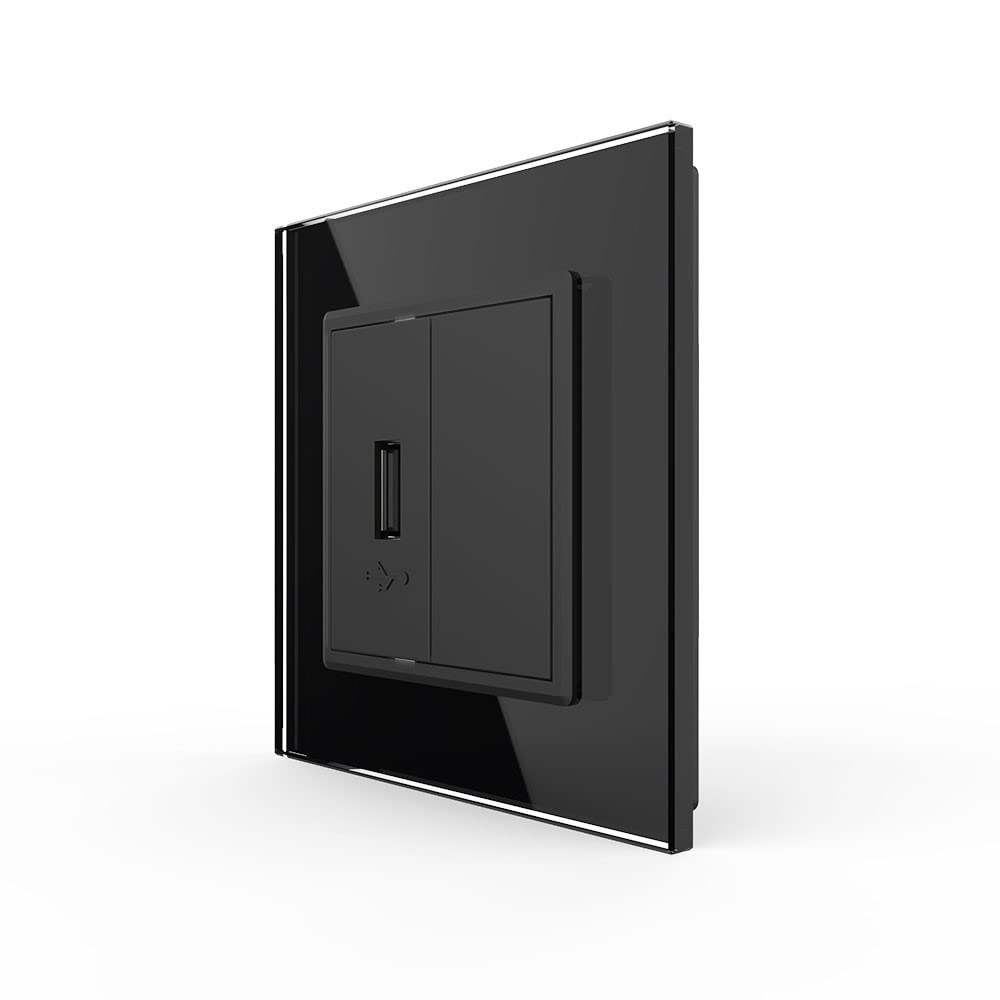 LIVOLO VL-C7-1ST-12 + VL-C7-SR-12-A - Presa SAT Con Pannello In Vetro Nero, Design Moderno - 6