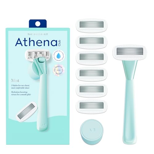 Athena Club Women's Razor Shave Kit, 1 Mint Razor Handle + 6 Blade Refills