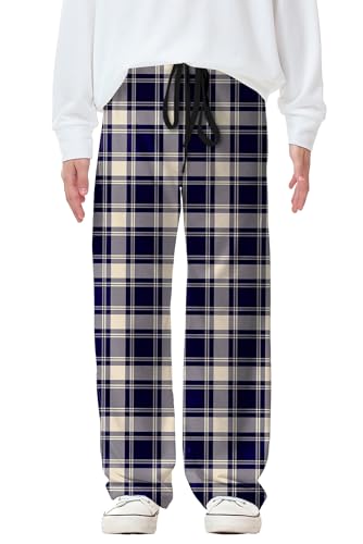 Long Pants Drawstring Elastic Waisted Casual Plaid Graphic Loose Fit Pant Black 11-12 Years2