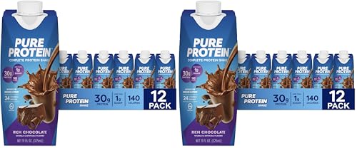 Image of Pure Protein Chocolate Protein Shake,30g Complete-Protein,Ready to Drink and Keto-Friendly,Vitamins A,C,D,and E plus Zinc to Support Immune Health,11oz Bottles,(Pack of 24)