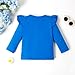 LYSMuch Toddler Baby Girls Long Sleeve Ruffle T Shirt Kids Casual Plain Solid Top Blouse T-Shirt Undershirt（Blue,6-7Y