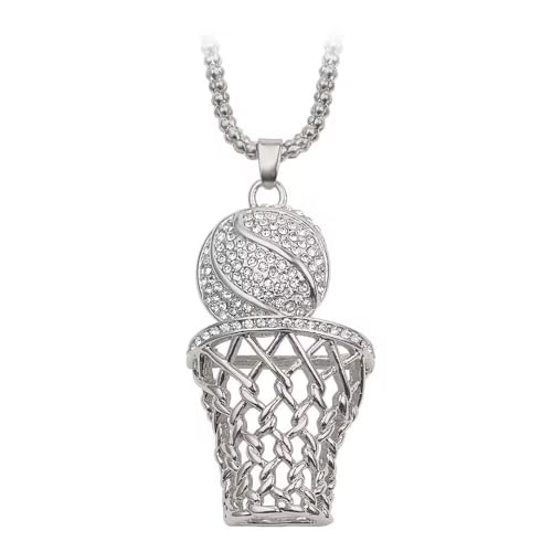 IXDEAXLY Men's Crystal Basketball Necklace