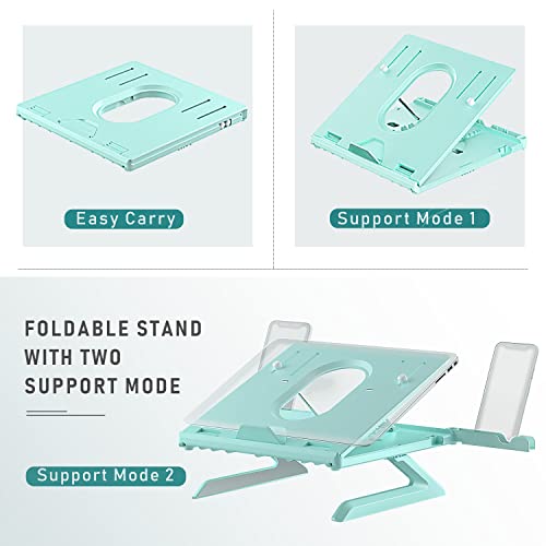TechGarden-Multi-Angle-Adjustable-Laptop-Stand-Portable-Laptop-Riser-with-Built-in-Foldable-Legs-and-Phone-Holder-Air-Ventilated-Laptop-Holder-for-MacBook-Air-Pro-All-Laptops-Mint-Green