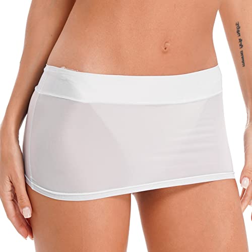 Woman Sheer Micro Short Mini Skirt Stretchy See-Through Transparent Mesh Bodycon Pencil Skirt2
