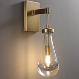 RINGRAIN Brass Wall Sconces,Modern Raindrop Bedroom Bedside Wall Light, Art Vanity Light Fixtures fo