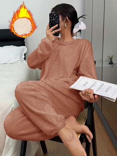 Image of KOTTY Women's Regular Fit Coral Fabric Winter Ensemble - Soft and Warm Wear for Chilly Days