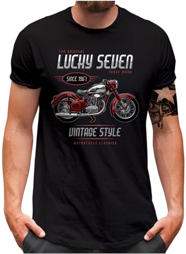 T-shirt pour homme style moto rétro Lucky 7 idéal pour les virées en Chopper