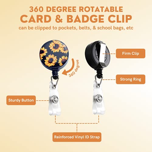 Id Badge Holder With Lanyard - Fashionable Id Card Holders With Retractable Lanyards - Soft Fiber,Metal Clip,Sturdy Buckle For Key,Wallet - Cute Sunflower Work,Nurse,Teacher Badge Holder #TOP5