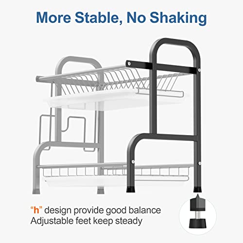 Gslife Dish Drying Rack Rustproof, 201 Stainless Steel 2 Tier Dish Racks With 3 Drainboards For Kitchen Counter, Dish Drainer With Utensils Holder,Cutting Board Holder,Black #TOP4