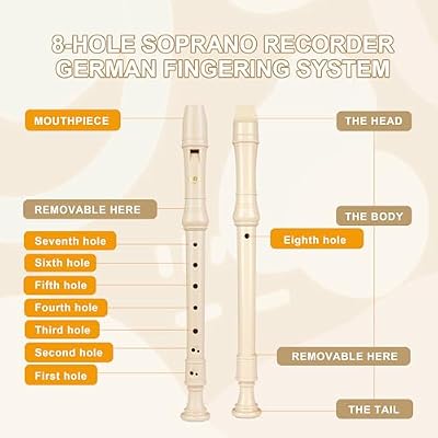 Sondery Soprano Recorder Baroque Fingering Professional Instrument for Advanced Players Rich Full Tone Premium ABS Material Includes Fingering Chart Protective Pouch