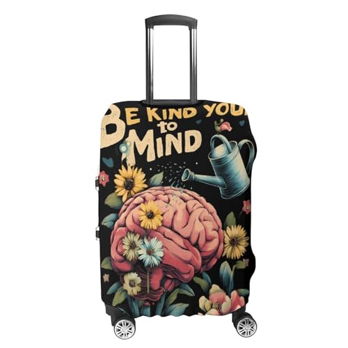 Brain Floral Be Kind To Your Mind Luggage Covers Washable Travel Suitcase Cover Elastic Baggage Protector4