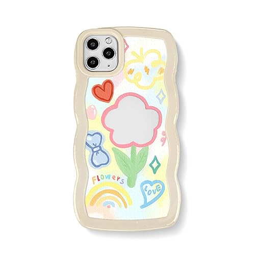 YJKJHAIG Funda De Teléfono De La Flor del Lado De La Onda Linda para iPhone 14 Pro MAX 13 12 Pro MAX 11 Funda De Teléfono Elegante del Espejo (Color : 1, Size : For iPhone XR)