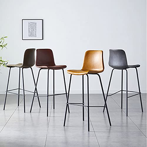 Tabourets hauts 65cm avec dossier en simili-cuir marron au design moderne - 5