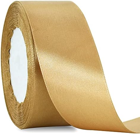 TONIFUL 6 inch x 22yd Wide Gold Satin Ribbon Solid Fabric Large Ribbon for Grand Opening Cutting Ceremony Wedding Birthday Party Decoration Gift Craft Chair Sash Table Car Bows Indoor or Outdoor Yard
