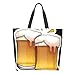 Hushuigeee Sac à bandoulière Symbole de la bière Autocollant Sac fourre-tout pour femme, Sac à main en polyester Sacs d'épicerie Sac à provisions réutilisable