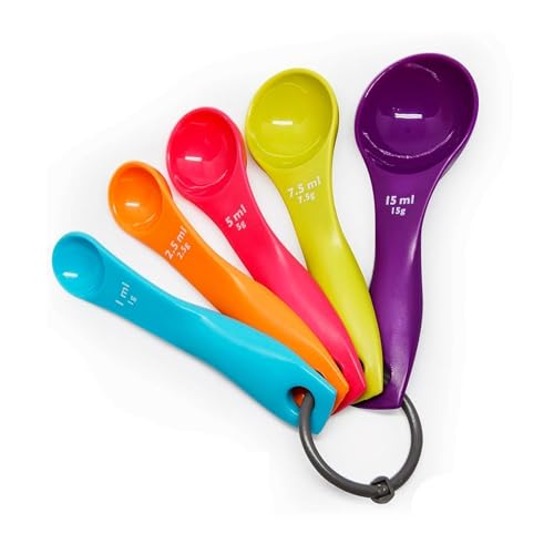 5 Stück Messlöffel, Kunststoff Messlöffel Set, Bunten Measuring Spoons, Unterschiedlichen Gramm Löffel, Farbe Measuring Spoons Set, für Kochen & Backen Flüssigkeits Und Pulvermessgeräte