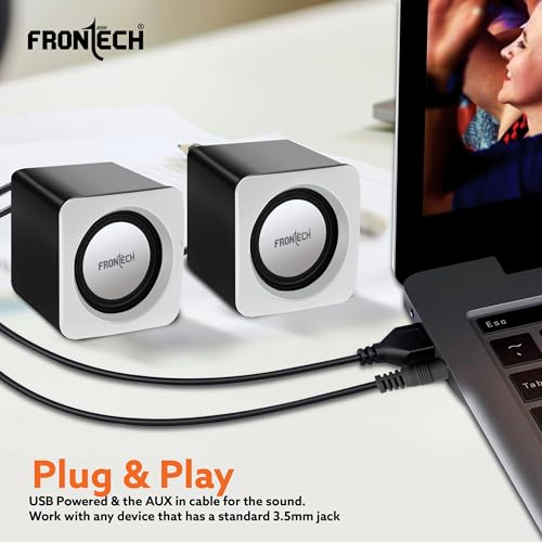 FRONTECH Premium 2.0 Channel USB Powered Speakers with 1.5W x 2 Output, AUX Input, and 1-Year Warranty (White) 7 41Icp7Gz7XL