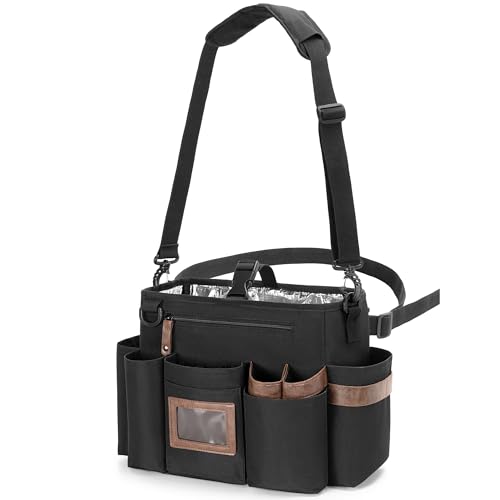 BAFASO Insulated Hairstylist Traveling Bag with Adjustable Waist Belt and Shoulder Strap, Multifunctional Barber Case for Hair Cutting Tools and Hot Tools, Black