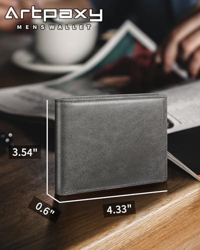 Image of Artpaxy Mens Wallet Bifold Genuine Leather RFID Blocking Wallet for Men with 1 ID Window 13 Card Holders 2 cash pockets 1 Gift Box