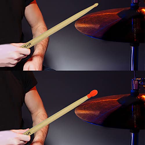 4Pcs Drum Mute Silicone Drumstick Silent Practice Tips Drum Dampener Accessory, Musical Instruments Accessory Percussion Mute Replacement for Protect Drums and Drumsticks Head - Orange
