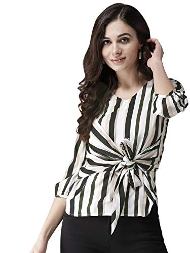 Image of Style Quotient Women Off-White & Black Striped Top