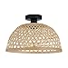 EGLO Deckenlampe Claverdon, 1 flammige Deckenleuchte Vintage, Natur, Boho, Hygge, Wohnzimmerlampe aus Stahl, Holz in Schwarz, Naturfarben, Küchenlampe, Flurlampe Decke mit E27 Fassung