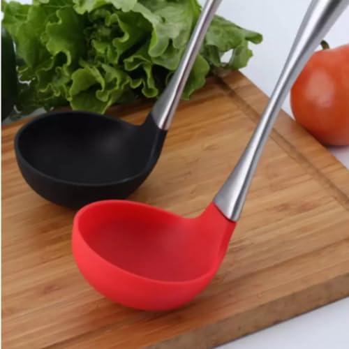 Concha de Silicone Cabo em Inox Suporta Altas Temperaturas Prática e Fácil Manuseio (Vermelho)