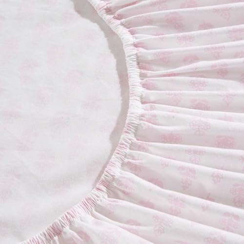 Image of Laura Ashley - King Sheets, Lightweight & Breathable Cotton Percale Bedding Set with Matching Sham(s), Oeko-Tex Certified (Francesca Pink, King)